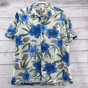 Caribbean Joe Shirt Men's Sz M Hawaiian Button Front Tropical Print Short Sleeve
